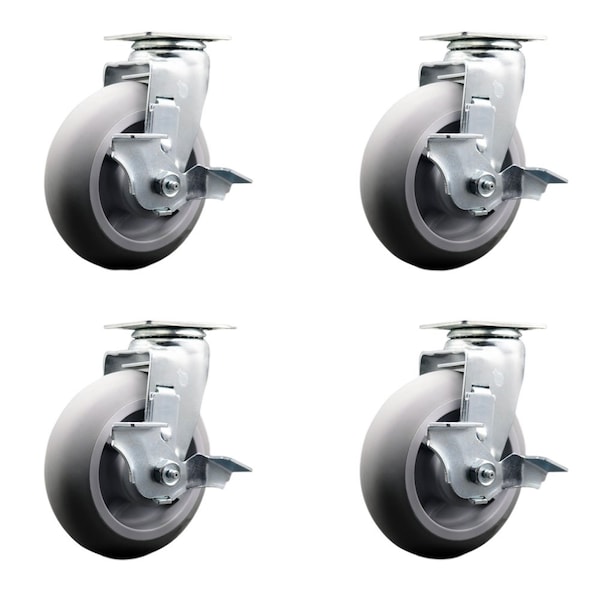 Tool Box Caster Wheel Set 6'' Thermoplastic Rubber Swivel Casters, 4PK